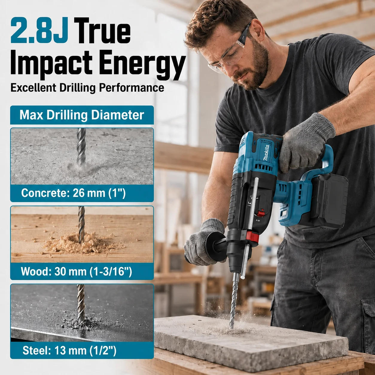 Rotary Hammer Drill 26Mm - Makita DHR242 18V LXT ® Li-ion