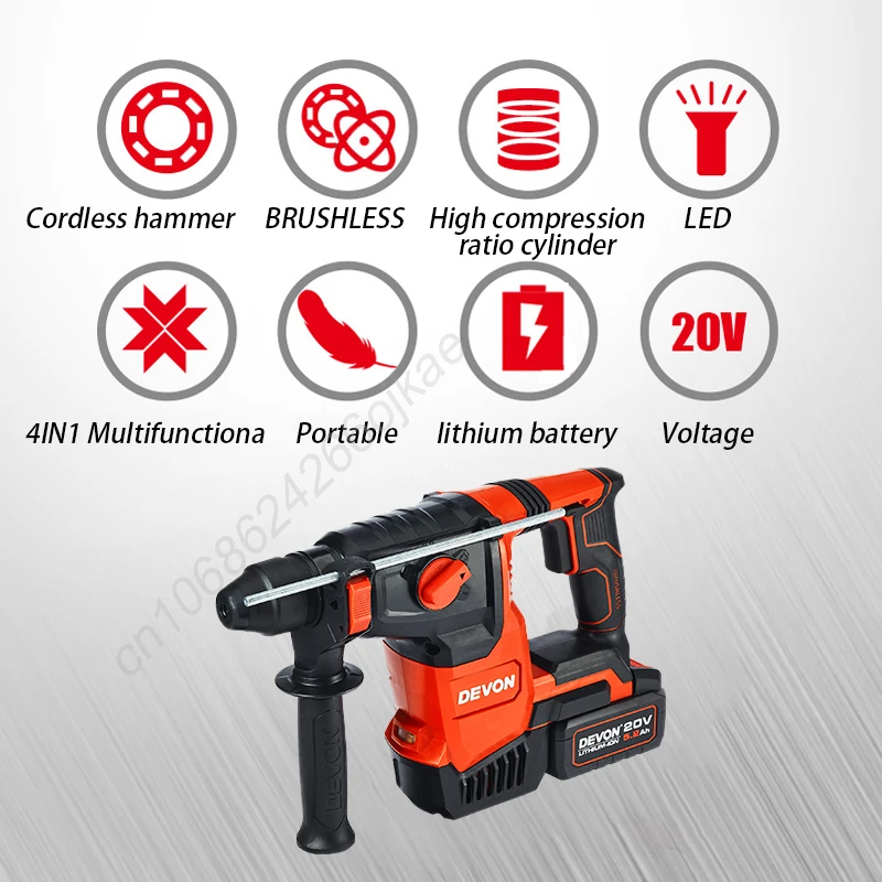 Devon Ağır Hizmet Tipi Kablosu - Cordless Rotary Hammer 20V Brushless incelemesi ve fiyatı