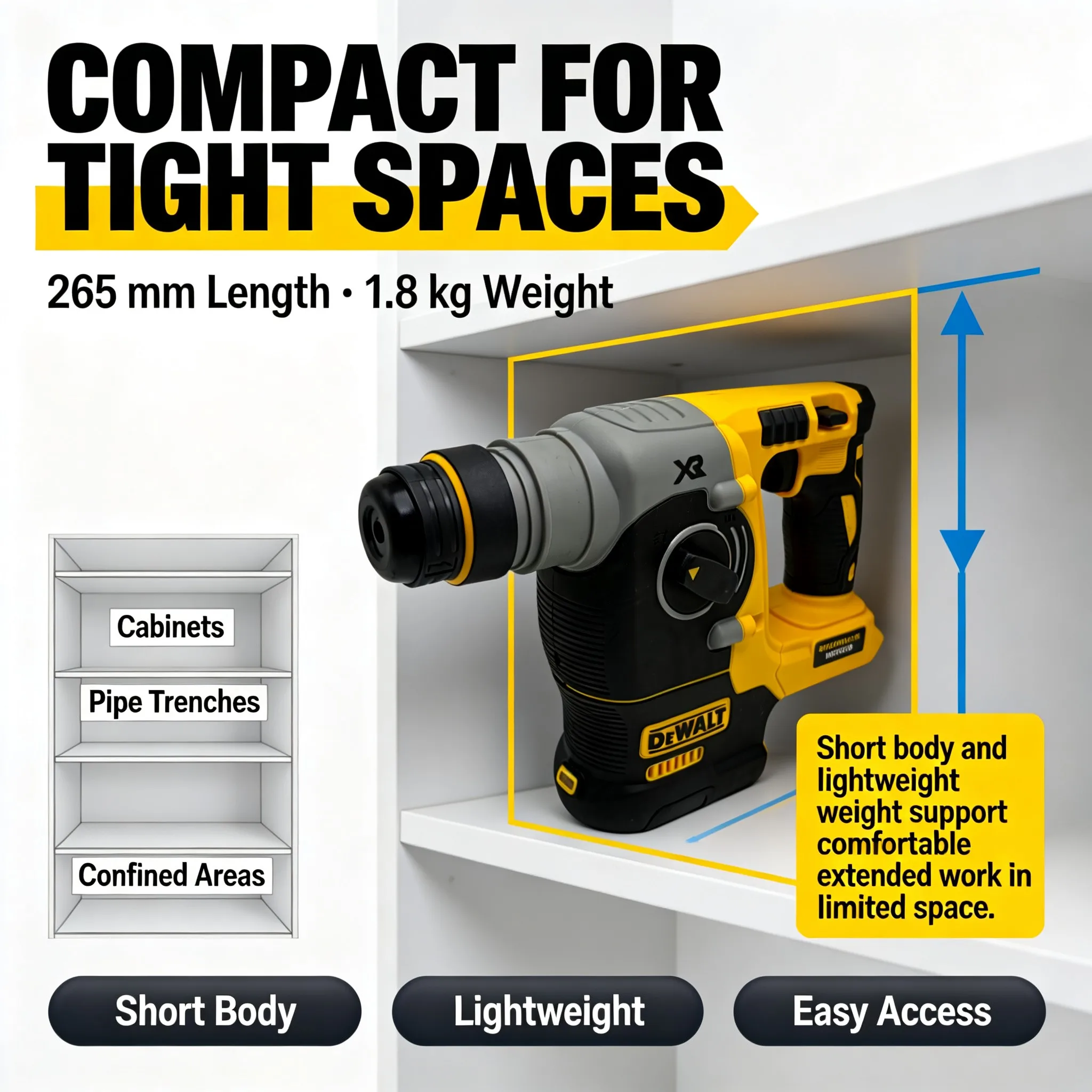 DEWALT 18V/20V MAX Kablosuz SD - Cordless Rotary Hammer 20V Brushless incelemesi ve fiyatı