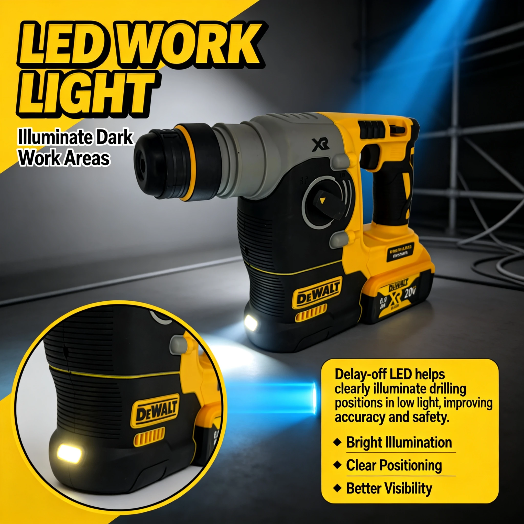 DEWALT 18V/20V MAX Kablosuz SD - Cordless Rotary Hammer 20V Brushless incelemesi ve fiyatı