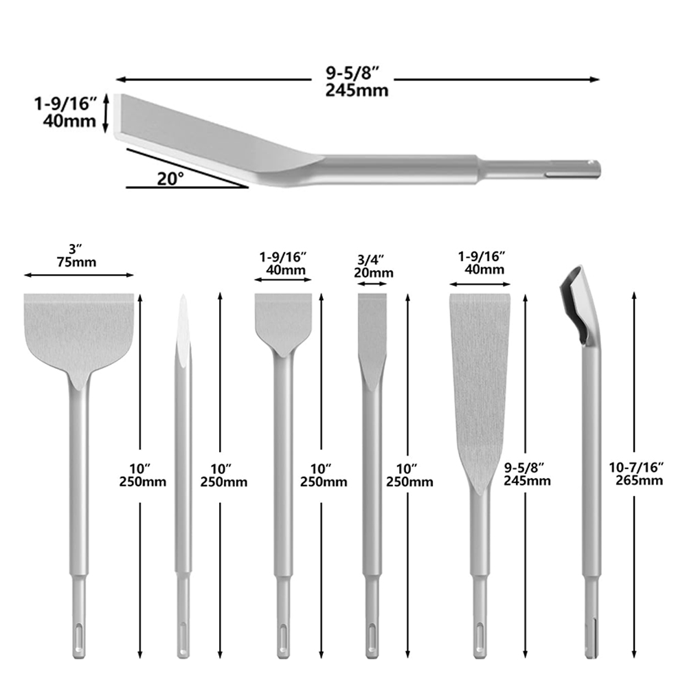 7 Adet Keski Seti SDS Plus Dön - Rotary Hammer Chisel Bit Flat incelemesi ve fiyatı